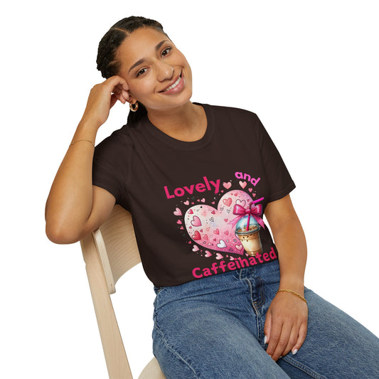 Lovely and Caffeinated T-Shirt - Unisex Softstyle